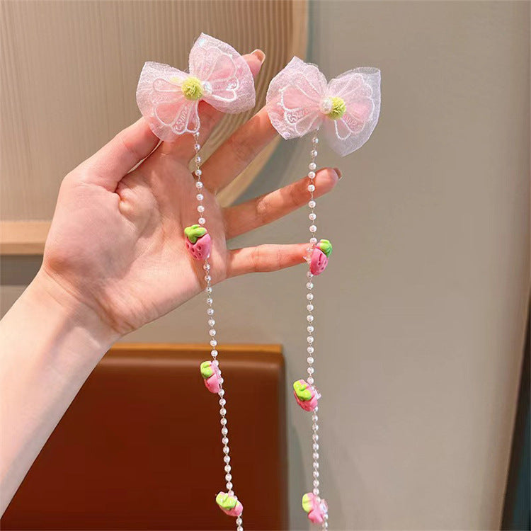 Children's cartoon flower Pearl braided hair chain girl baby cute hair accessories little girl does not hurt hair headdress hair band accessories