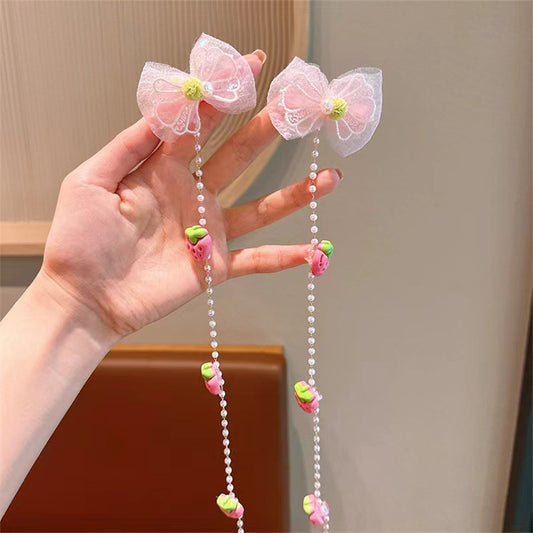 Children's cartoon flower Pearl braided hair chain girl baby cute hair accessories little girl does not hurt hair headdress hair band accessories