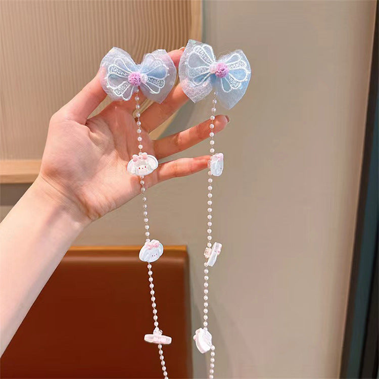 Children's cartoon flower Pearl braided hair chain girl baby cute hair accessories little girl does not hurt hair headdress hair band accessories