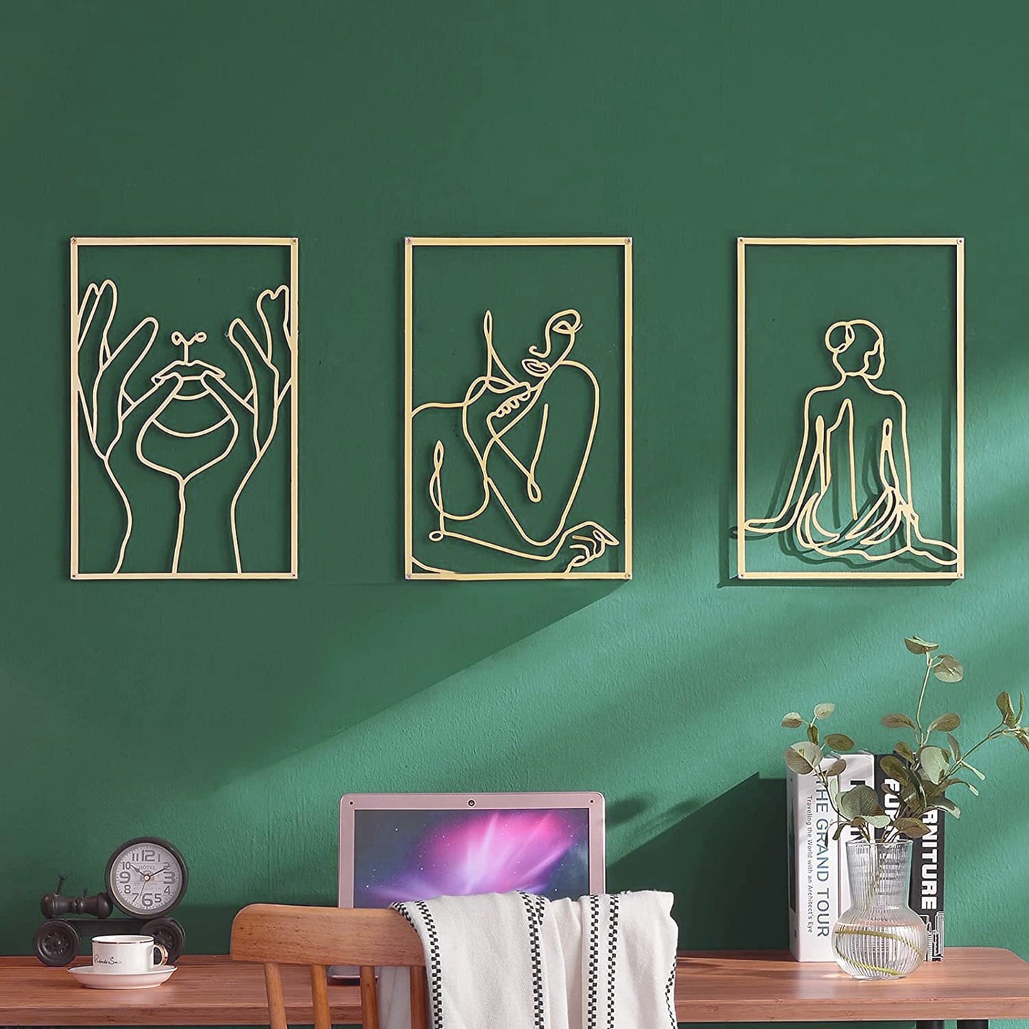 Art silhouette female body line pendant Golden iron wall hanging wall decorative painting wall stickers wholesale