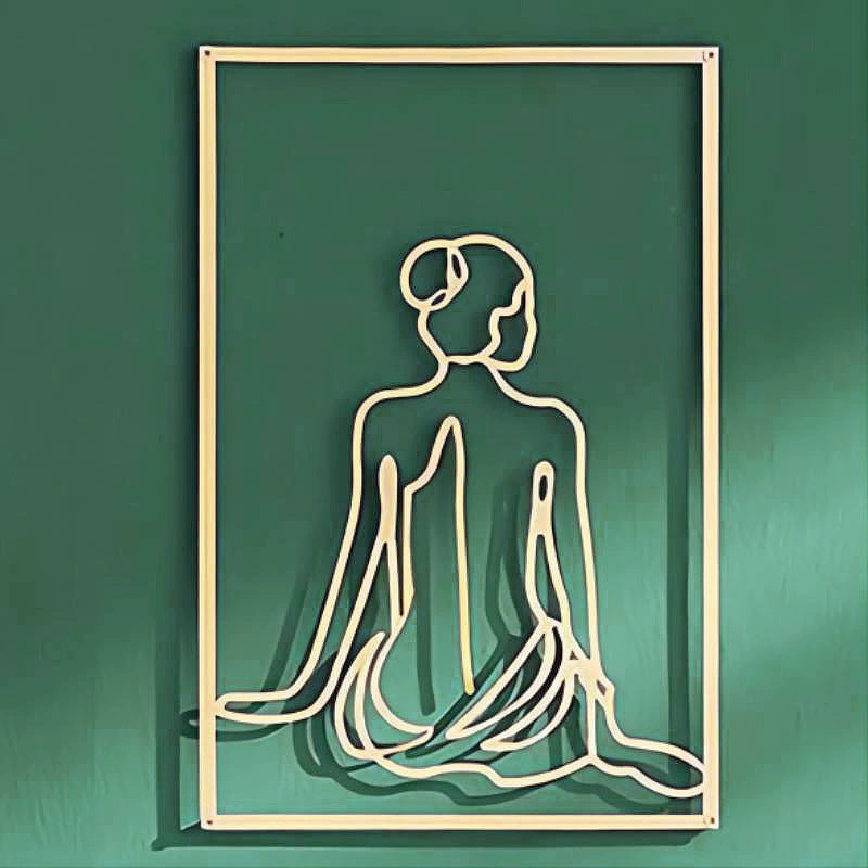 Art silhouette female body line pendant Golden iron wall hanging wall decorative painting wall stickers wholesale