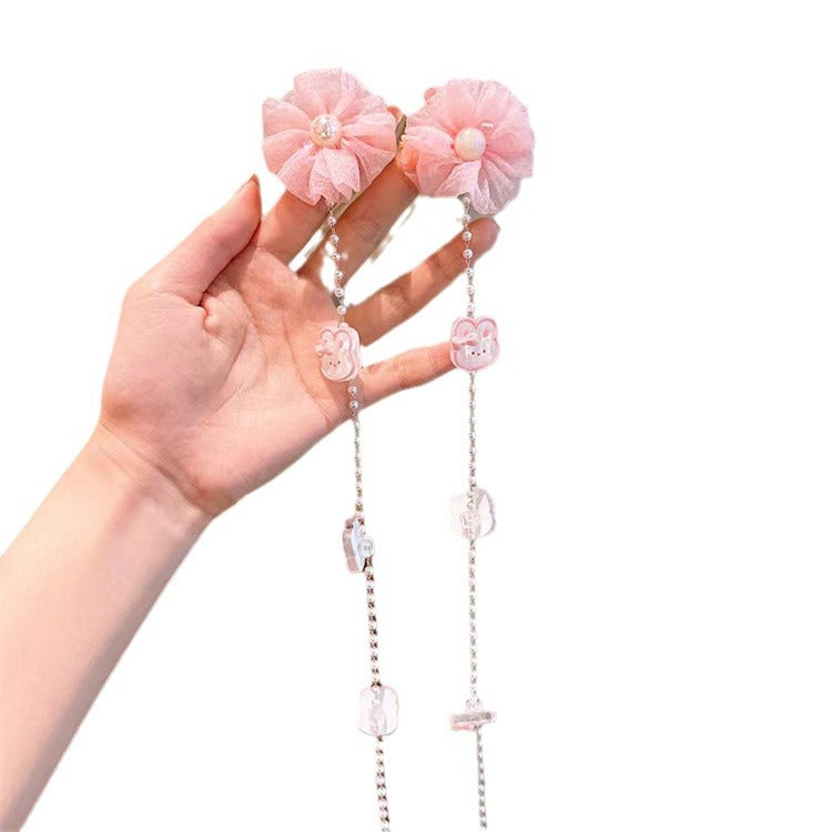 Children's cartoon flower Pearl braided hair chain girl baby cute hair accessories little girl does not hurt hair headdress hair band accessories