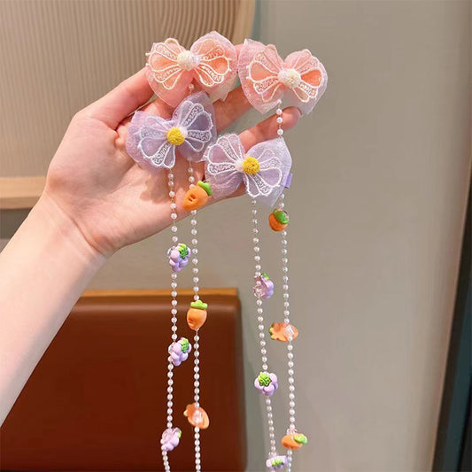 Children's cartoon flower Pearl braided hair chain girl baby cute hair accessories little girl does not hurt hair headdress hair band accessories