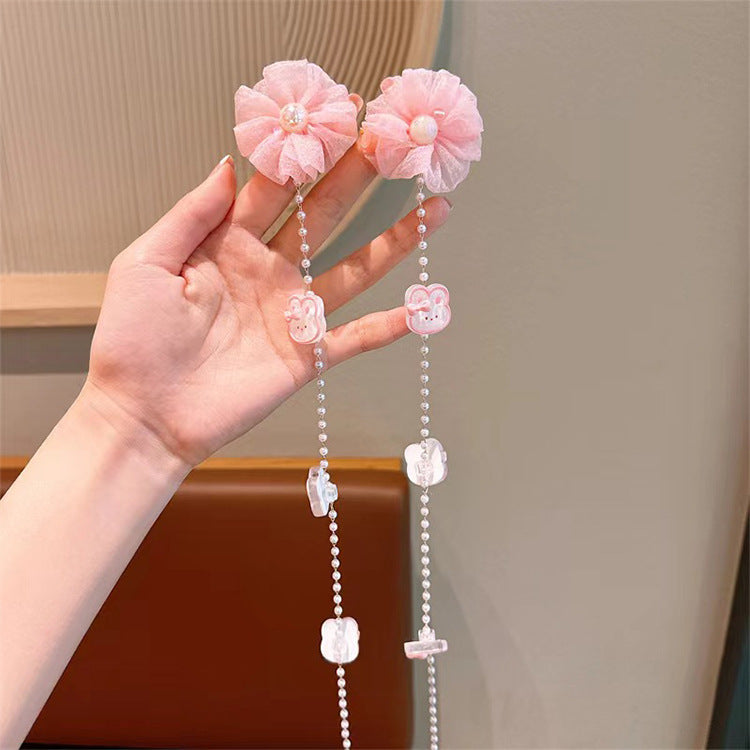 Children's cartoon flower Pearl braided hair chain girl baby cute hair accessories little girl does not hurt hair headdress hair band accessories
