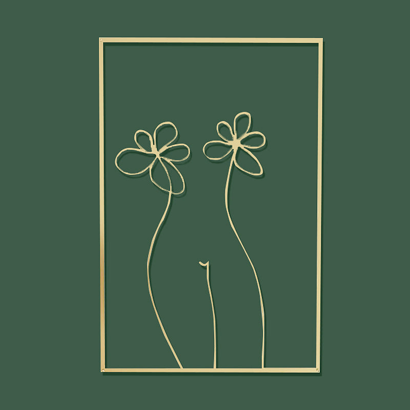Art silhouette female body line pendant Golden iron wall hanging wall decorative painting wall stickers wholesale