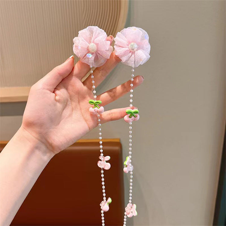 Children's cartoon flower Pearl braided hair chain girl baby cute hair accessories little girl does not hurt hair headdress hair band accessories