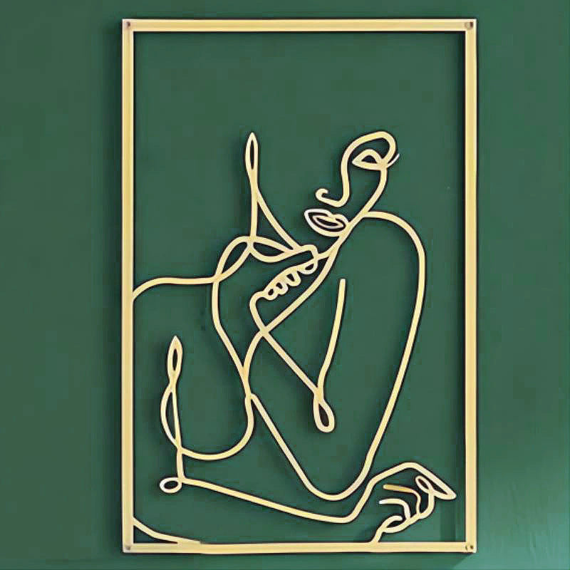 Art silhouette female body line pendant Golden iron wall hanging wall decorative painting wall stickers wholesale