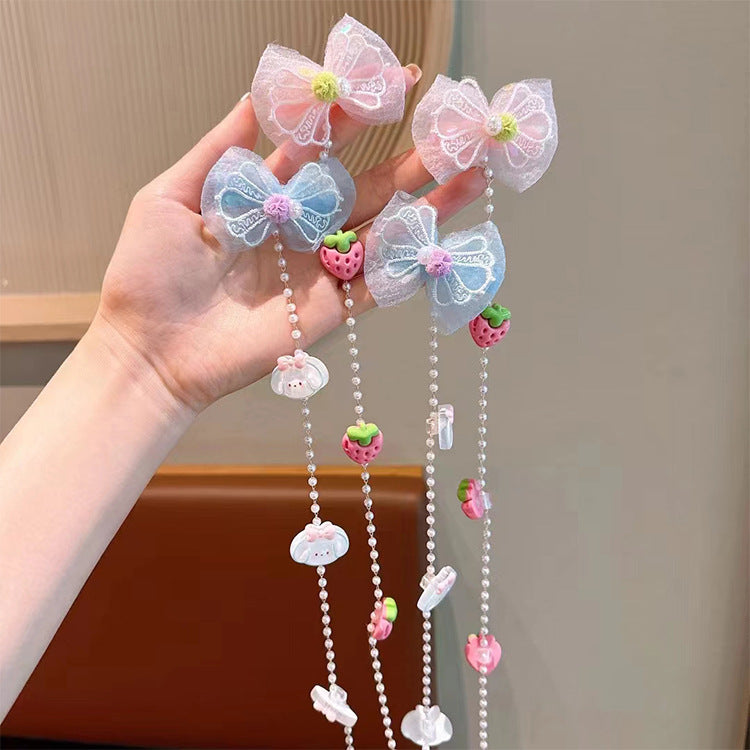Children's cartoon flower Pearl braided hair chain girl baby cute hair accessories little girl does not hurt hair headdress hair band accessories